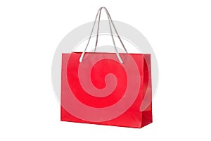 A red paper gift bag with handles