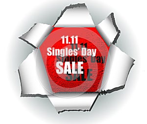 Red Paper logo for singles day sale 1111 photo