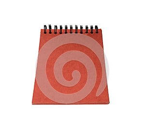The red paper notebook is isolated on a white background.