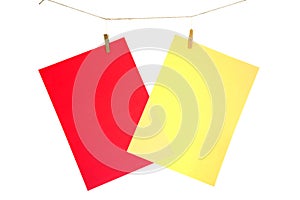 Red paper sheet and yellow