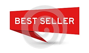 Red speech banner with word best seller on white background