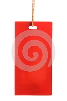 Red paper tag isolated