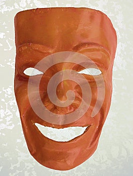 Red papier mache mask