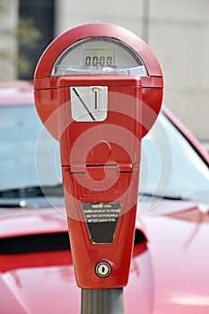 Red Parking Meter