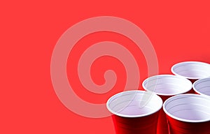 Red party cup and beer pong tournament background template.