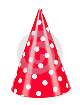 Red party hat isolated on a white background