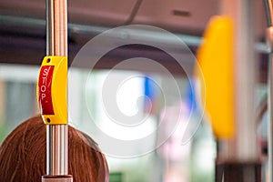 red passenger bus stop button