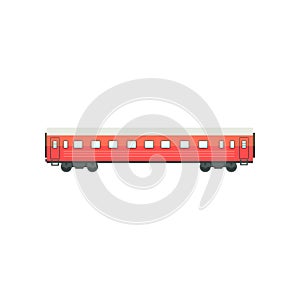 Red passenger train wagon, railway carriage vector Illustration on a white background