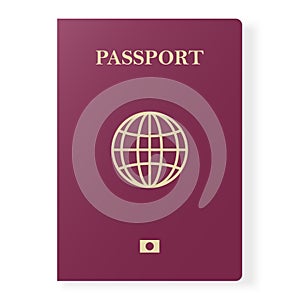 Red passport isolated on white. International identification document for travel. Vector illustration.