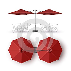 Red Patio Double Outdoor Beach Cafe Lounge Restaurant Round Umbrella