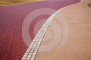 Red Paved Patternes and Textures on Beach Front Promenade