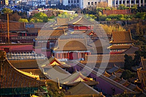 Red Pavilion in Forbidden City Beijing China