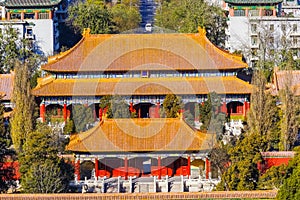 Red Pavilions Jingshan Park Looking North Beijing China