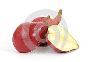 Red pears cut