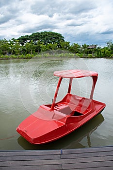 Red pedal boat