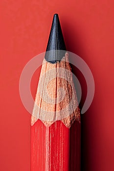 Red Pencil with black graphite tip on a red background