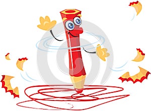 Red pencil cartoon