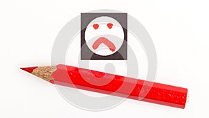 Red pencil choosing the right mood, like or unlike/dislike