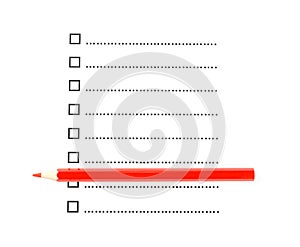 Red pencil with list of unchecked checkboxes