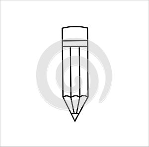 Red pencil logo icon balck line art