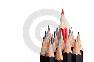 Red pencil standing out from crowd