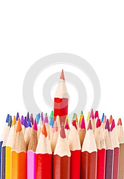 Red pencil standing out from others