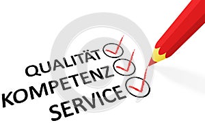 red pencil and text quality competence service