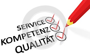 red pencil and text service competence quality