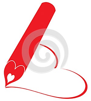 Red pencil write heart photo