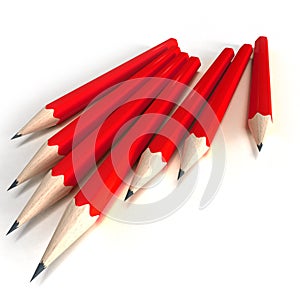 Red pencils with black tip