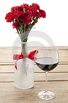 Red peony and wine glass decorated