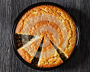 Red pepper Cheddar Celery Cornbread, top view