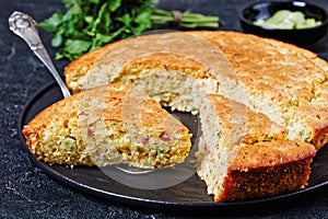 Red pepper Cheddar Celery Cornbread, top view