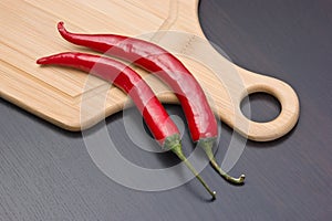 Red pepper on cutting board