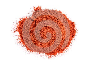 Red pepper powder isolated on white background