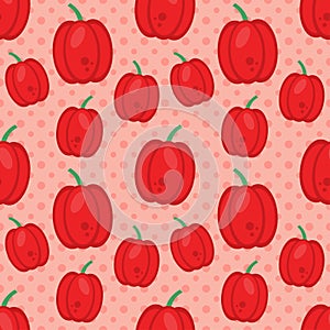 Red pepper seamless pattern vector illustration in flat style