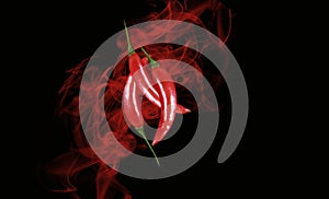 red pepper smoke a black chili background ingredient