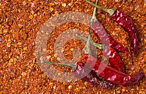 Red pepper on top ground paprika