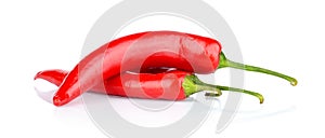 Red peppers, chilli isolated on white background