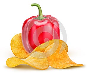 Red peppers with chips