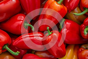 Red peppers lie on the table