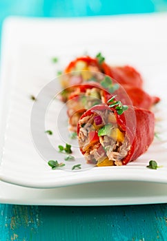 Red peppers stuffed