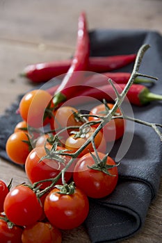 Red peppers and tomatoes.