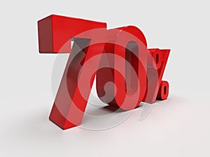 Red 70% Percent Discount 3d Sign on Light Background