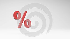 Red Percent Sign Spinning on Studio Light Gray Background
