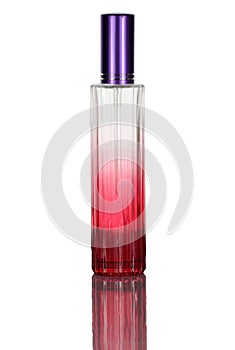 Red perfume bottle isolated.