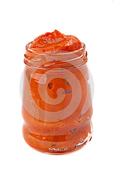 Red pesto in the glass