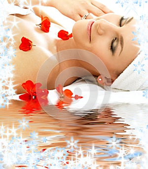 Red petals spa with water