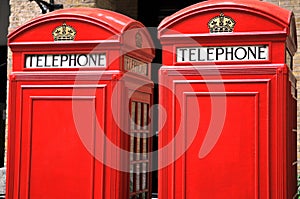 Red phone booths in London