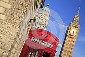 Red phone box in London UK